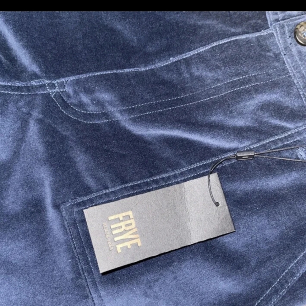 Frye Velvet Pants NWOT Navy Blue 27 Wide Leg Nadia Ankle Pocket Trousers - Picture 7 of 9